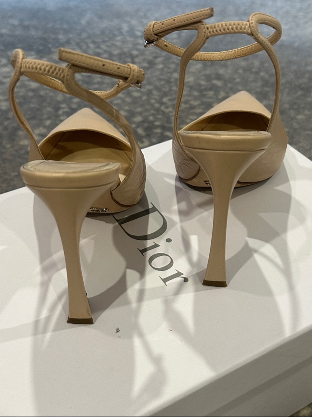 Dior Beige Pointed-Toe Ankle-Strap Pumps SIZE 37 - Picture 7 of 16